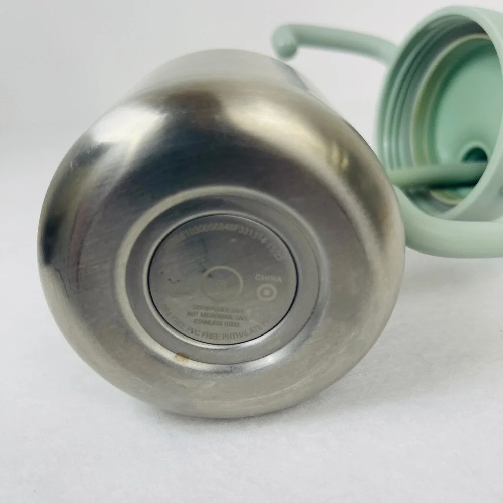 Cloud Island Stainless Steel Toddler Sippy Cup with Silicone Straw Sage Green